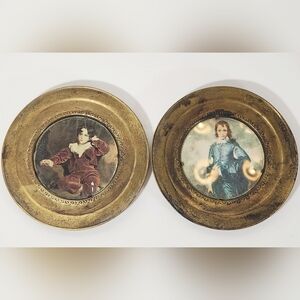 Vintage The Blue Boy & The Red Boy Brass Or Tin Wall Hanging Made In England 6"